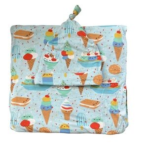 Little Sleepies Swaddle & Hat Set - Blueberry Ice Cream Social